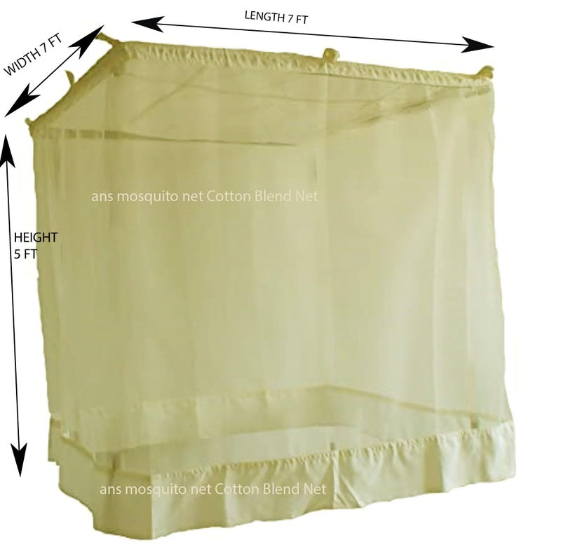 ANS Superfine King Size Mosquito Net for Bed (Ivory, 7x7 ft), Free Airflow, Long-Lasting, Heat-Free Comfort | Cotton Border for Durability | Ideal for Double Beds - Image 2