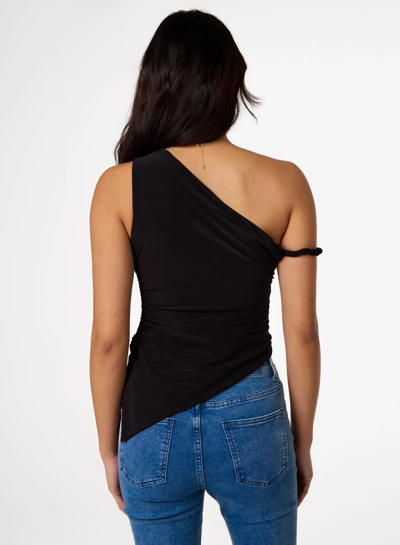 بينك فانيلا Asymmetric Butterfly Hem Top
