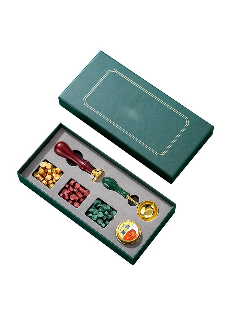 Vintage Wax Seal Set Seal Wax Bead Wax Seal Stamp Wax Melting Spoon Candle with Beautifully Wrapped Envelopes Letters Wedding Invitations Wrap Seal and Decoration - Image 1