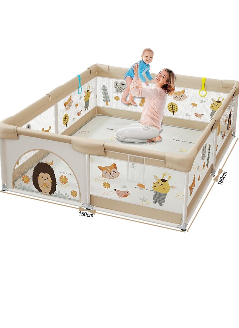ZUIHAO Family Paradise Baby Playpen - Baby and Toddler Fence 150 x 180cm Baby Fence Play Area Children's Playground Portable Children's Activity Centre Non-Slip Suction Cups and Soft Breathable(Without cushion)  - Image 2