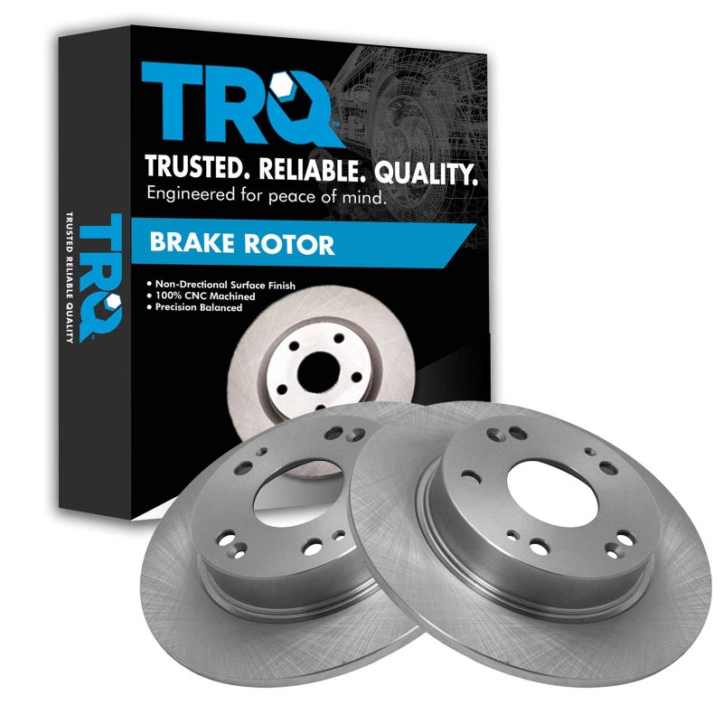 TRQ Rear Brake Rotors Set Solid Compatible with 20132015 Acura ILX 20062015 Honda Civic