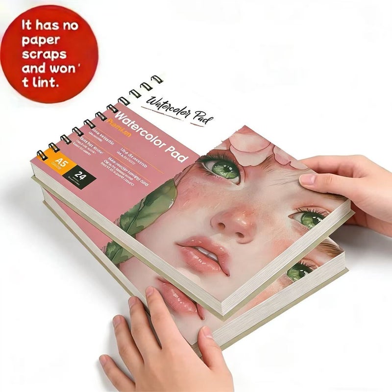 A5 Thickened Watercolor Notebook Spiral Bound Drawing Painting Art Student Durable - Image 1