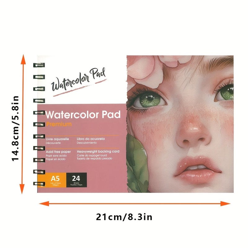 A5 Thickened Watercolor Notebook Spiral Bound Drawing Painting Art Student Durable - Image 3