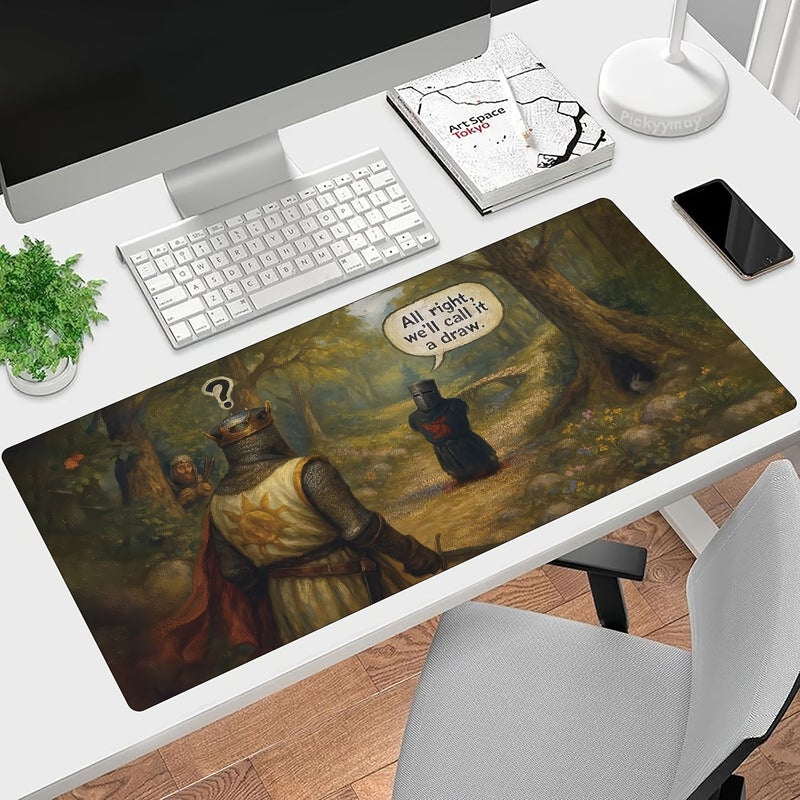 وسادة الفأرة الكبيرة "The Black Knight Monty Python" 35.4 × 15.7 بوصة - سطح لوحة مفاتيح فائق النعومة مع حواف مخيطة، قاعدة مطاطية غير قابلة للانزلاق، وسادة مكتب متينة وقابلة للغسل لمستخدمي الكمبيوتر في المكتب والمنزل وعشاق الألعاب - Image 2