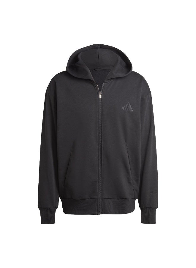 Adidas M A Szn Fl Fz Black Training Track Tops For Men XS  - Image 1