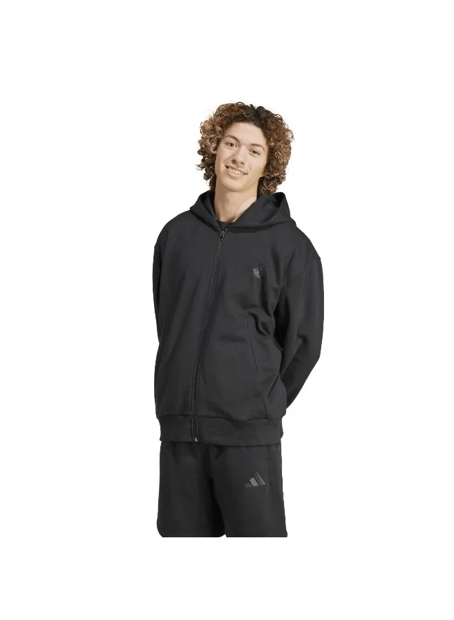 adidas Adidas M A Szn Fl Fz Black Hooded Track Top Track Tops For Men
