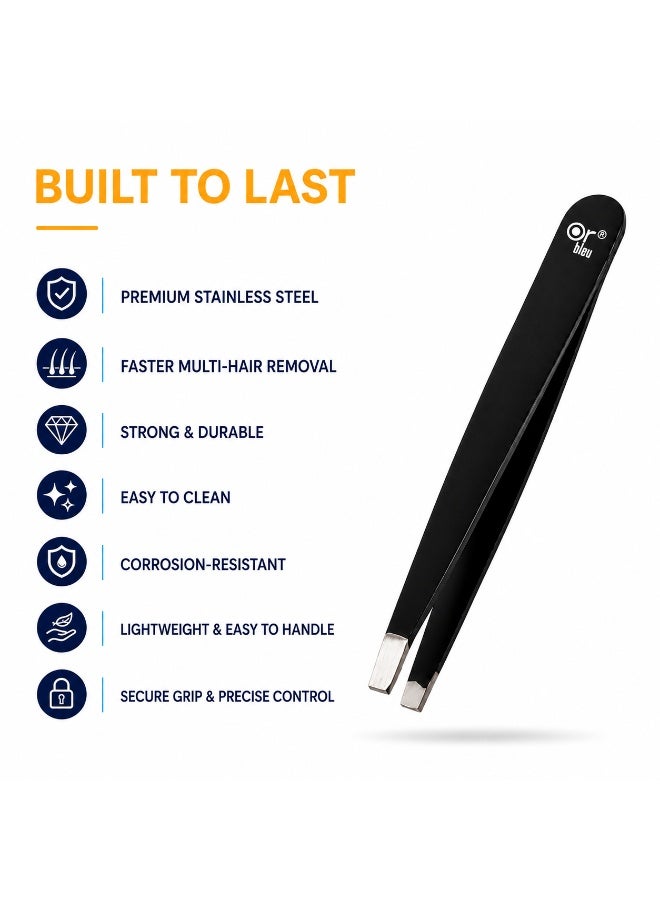 OR BLEU Stainless Steel Square Tip Tweezer for Eyebrow Shaping, Facial Hair Removal & Precision Grooming - Image 2