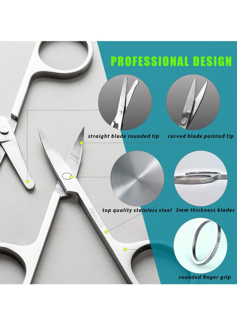 Generic 2-Pack Small Grooming Scissors (Silver) – Facial Hair Trimming Kit with Curved & Rounded Safety Tips for Eyebrows, Nose, Beard, Mustache, Eyelashes, Ear – Men & Women  - Image 3
