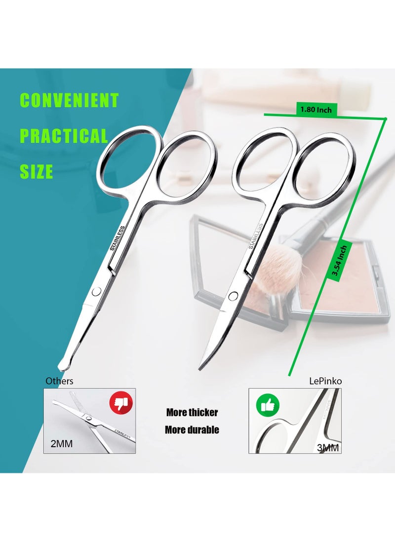 Generic 2-Pack Small Grooming Scissors (Silver) – Facial Hair Trimming Kit with Curved & Rounded Safety Tips for Eyebrows, Nose, Beard, Mustache, Eyelashes, Ear – Men & Women  - Image 4