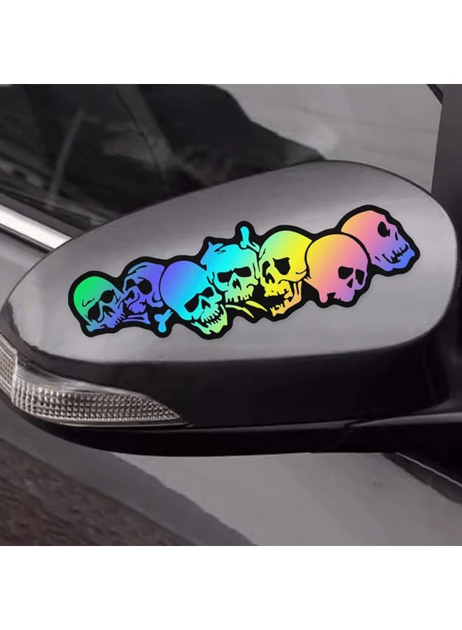 Multicolor Skull Decal Stickers For Car Motorcycle Mirror 2 Pieces 5 91x1 69 Inch - Image 5