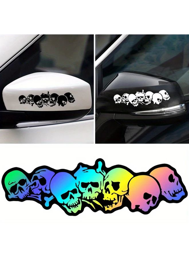 Multicolor Skull Decal Stickers For Car Motorcycle Mirror 2 Pieces 5 91x1 69 Inch - Image 1