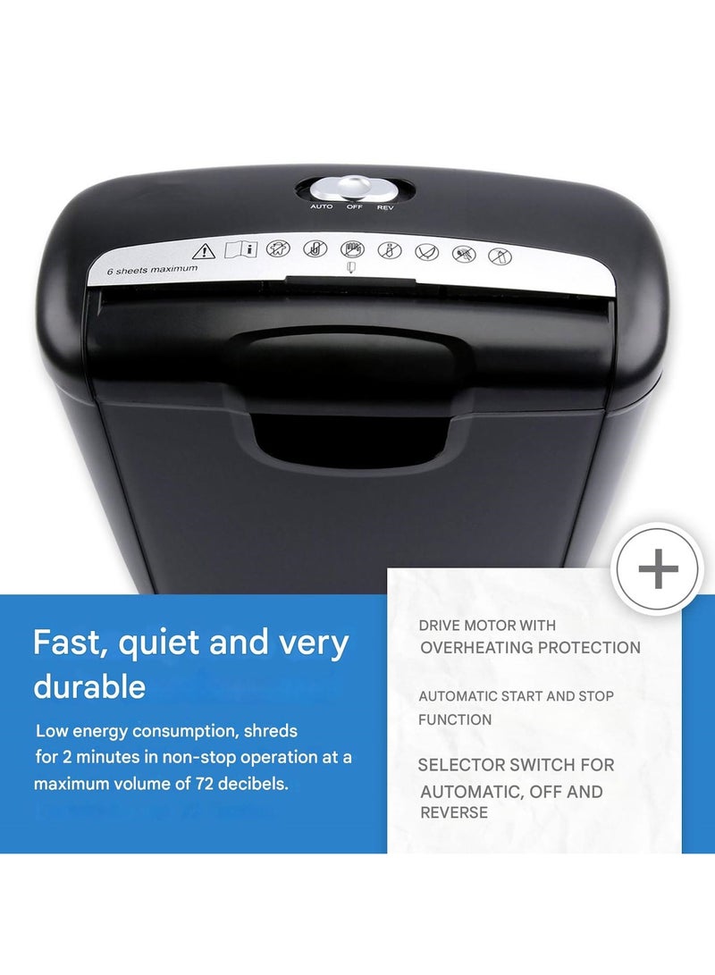 XiuWoo 10L Paper Shredder, up to 6 sheets,Strip Cut Shredder Desktop Electric Paper Document Cutter Shredder Shell Paper Cutting Machine Paper Shredders Portable Paper Shredder for Home School Office - Image 2