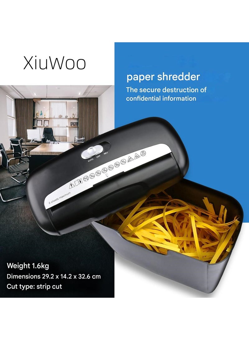 XiuWoo 10L Paper Shredder, up to 6 sheets,Strip Cut Shredder Desktop Electric Paper Document Cutter Shredder Shell Paper Cutting Machine Paper Shredders Portable Paper Shredder for Home School Office - Image 5