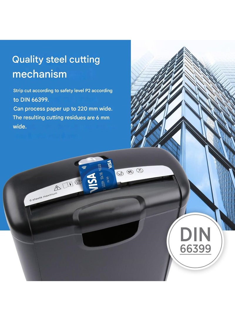 XiuWoo 10L Paper Shredder, up to 6 sheets,Strip Cut Shredder Desktop Electric Paper Document Cutter Shredder Shell Paper Cutting Machine Paper Shredders Portable Paper Shredder for Home School Office - Image 3