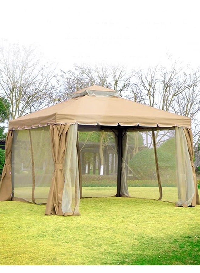 Broyhome Broyhome Gazebo Aluminum Frame With Polyester Roof Rectangle Shape With Curtain And Net Water And UV Resistant Garden Patio Canopy Modern Outdoor Furniture 3x3m Beige  - Image 2