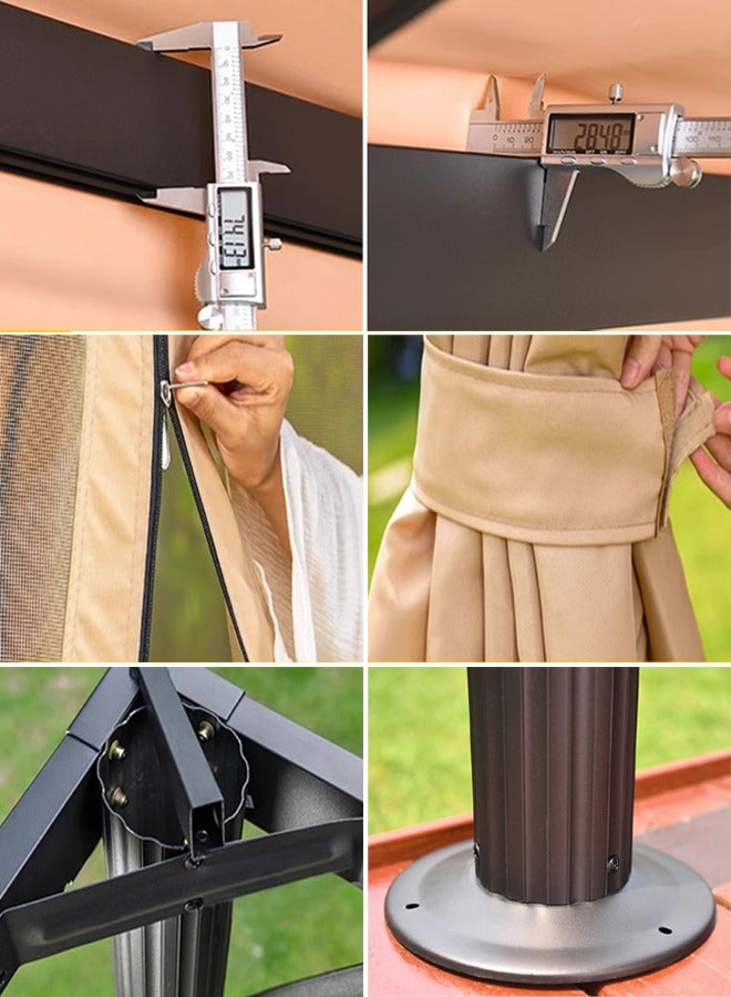 Broyhome Broyhome Gazebo Aluminum Frame With Polyester Roof Rectangle Shape With Curtain And Net Water And UV Resistant Garden Patio Canopy Modern Outdoor Furniture 3x3m Beige  - Image 5