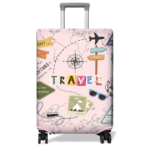PtRug Travel Luggage Cover Suitcase Protector Fits 1832 Inch Wheel Covers PatternedTravel Related Items Flower Luggage Protector Elastic M - Image 1