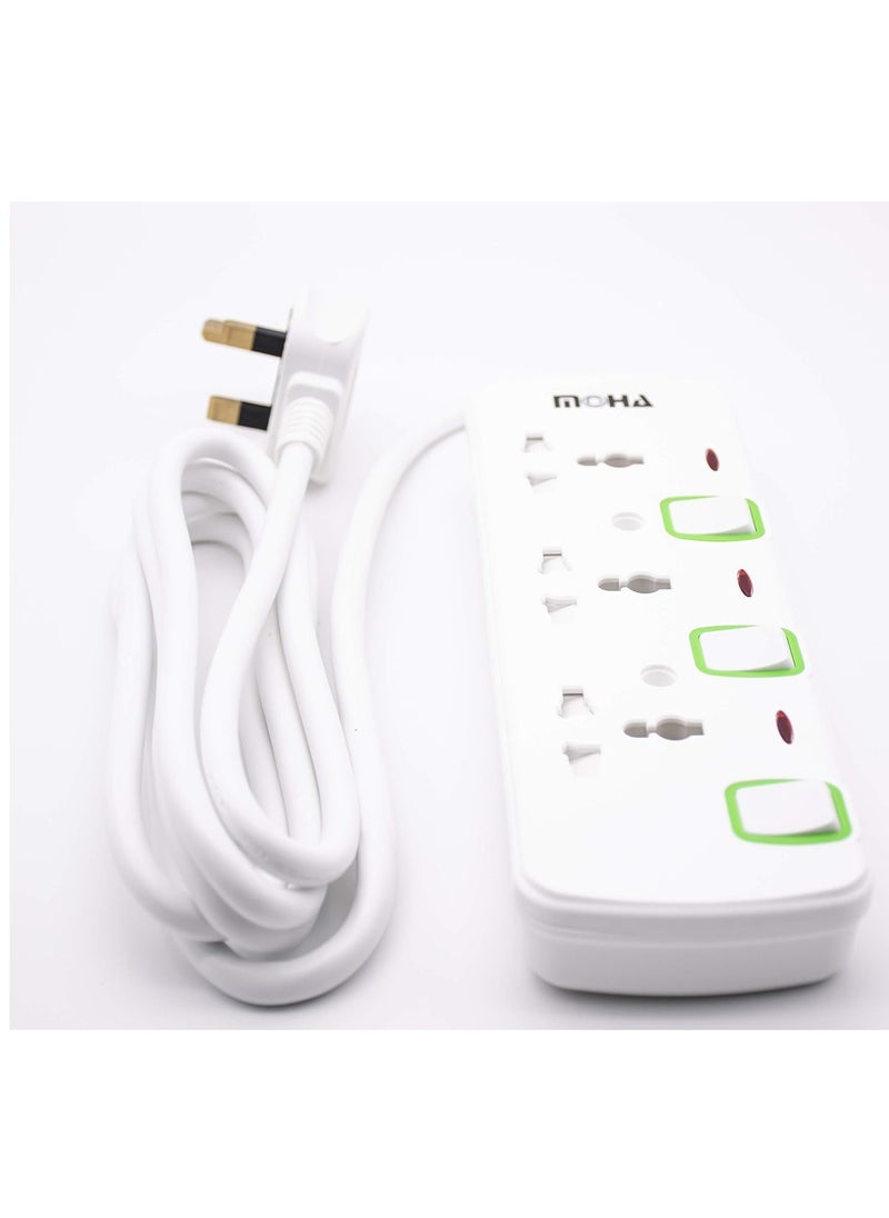 MOHA - 3-Way Socket Power Extension With White 2meter - Image 1