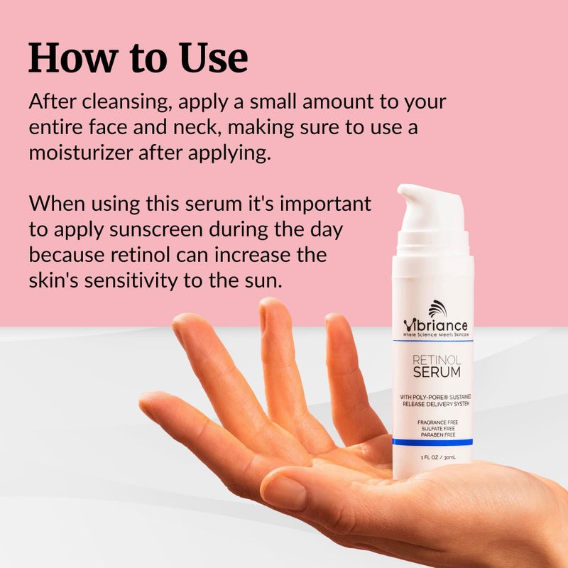 Vibriance Retinol Serum for Face - Reduces Appearance of Deep Wrinkles and Large Pores, Enhances Tone, Improves Complexion - Sensitive, Mature Skin Night Cream - 1 fl oz - Image 3