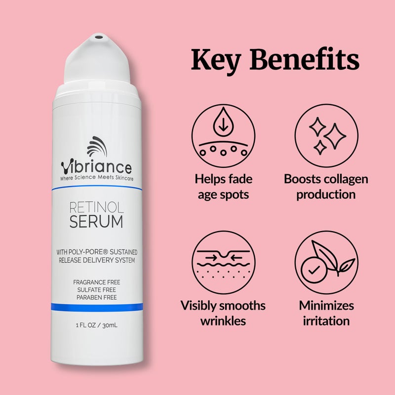 Vibriance Retinol Serum for Face - Reduces Appearance of Deep Wrinkles and Large Pores, Enhances Tone, Improves Complexion - Sensitive, Mature Skin Night Cream - 1 fl oz - Image 4