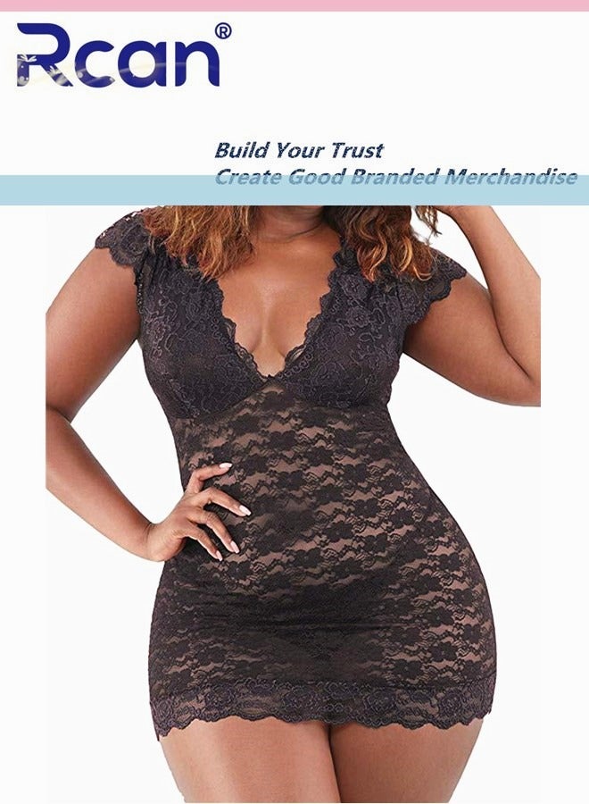 Rcan European Fashion Plus Size Babydoll V Neck Lingerie Slim Ladies Lingerie Backless Sling Dress Ladies Boudoir Wear Sleepwear - Image 1