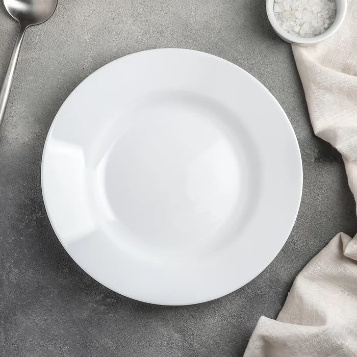 MN Deer Premium White Porcelain Dinner Plates Set of 6 | Round Flat & Deep Serving Plates for Meat, Dessert, Salad or Soup | Scratch Resistant Dishwasher Safe (8" | 20cm, Deep) - Image 3