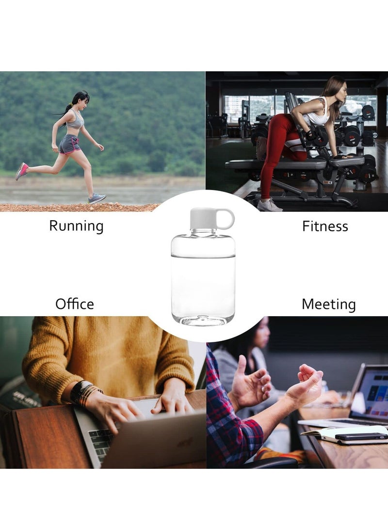 SYOSI زجاجة مياه مسطحة قابلة للنقل SYOSI، زجاجة مياه سفر من بلاستيك تريتان خالٍ من BPA، زجاجة للرياضة والتخييم وصالة الألعاب الرياضية واللياقة البدنية في الهواء الطلق سعة 12 أوقية تناسب أي حقيبة (أبيض) - Image 5