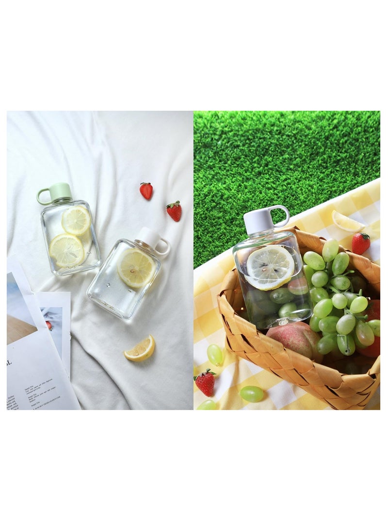 SYOSI زجاجة مياه مسطحة قابلة للنقل SYOSI، زجاجة مياه سفر من بلاستيك تريتان خالٍ من BPA، زجاجة للرياضة والتخييم وصالة الألعاب الرياضية واللياقة البدنية في الهواء الطلق سعة 12 أوقية تناسب أي حقيبة (أبيض) - Image 3