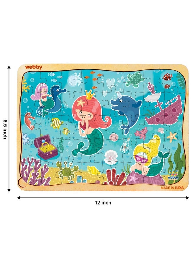 Webby Cute Mermaid Wooden Jigsaw Puzzle, 40Pcs - Image 2
