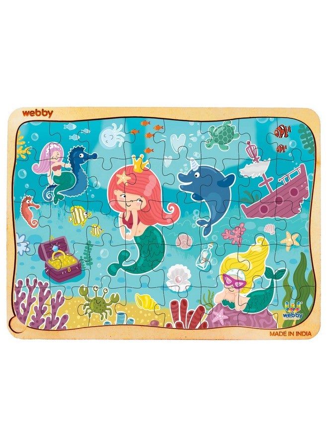 Webby Cute Mermaid Wooden Jigsaw Puzzle, 40Pcs - Image 1