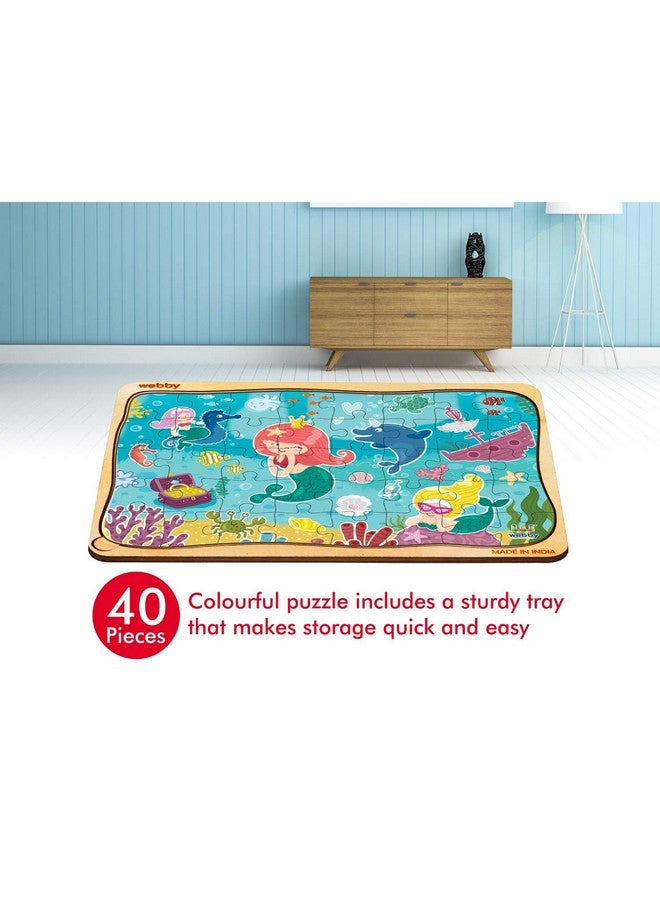 Webby Cute Mermaid Wooden Jigsaw Puzzle, 40Pcs - Image 5