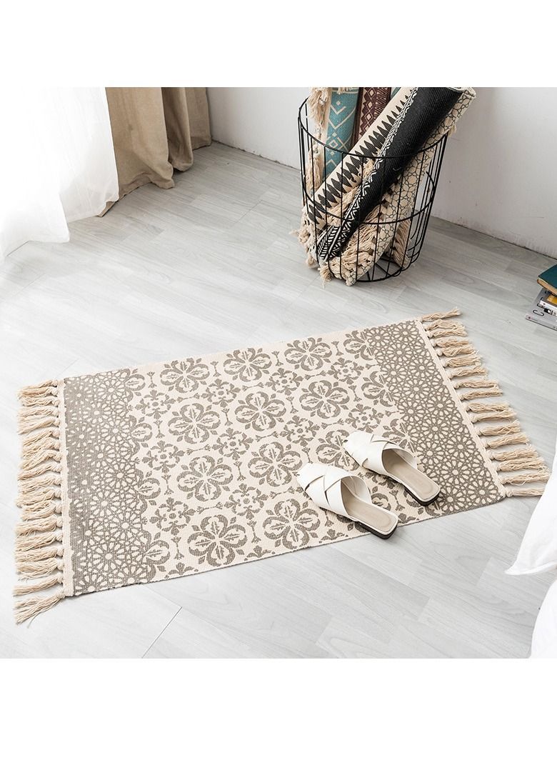 Ethnic Style Handwoven Tassel Carpet for Living Room Bedroom (Size 60×90CM) - Image 1