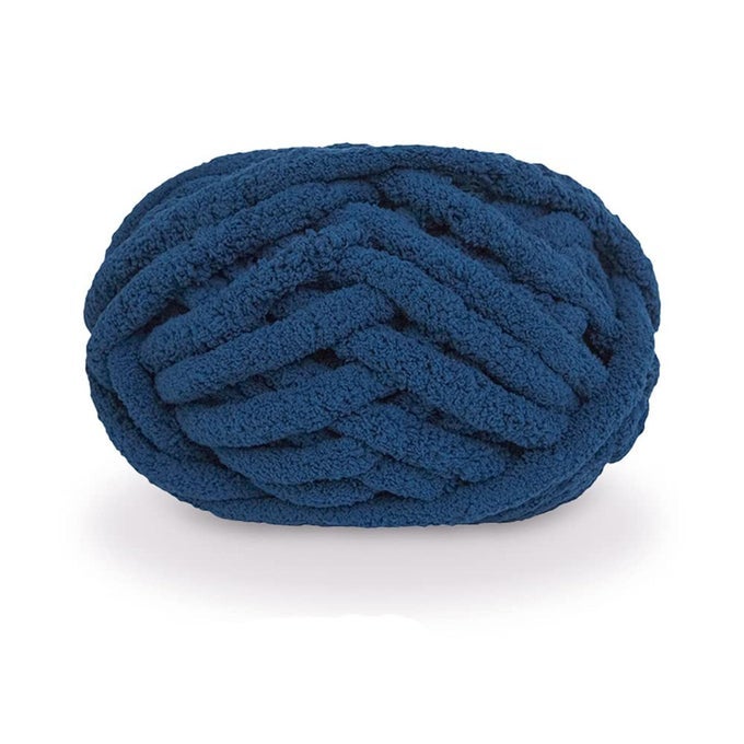CHUNKY KNIT CHENILLE YARN FOR HAND KNITTING BLANKETS SUPER SOFT BIG JUMBO BLANKET YARN NAVY