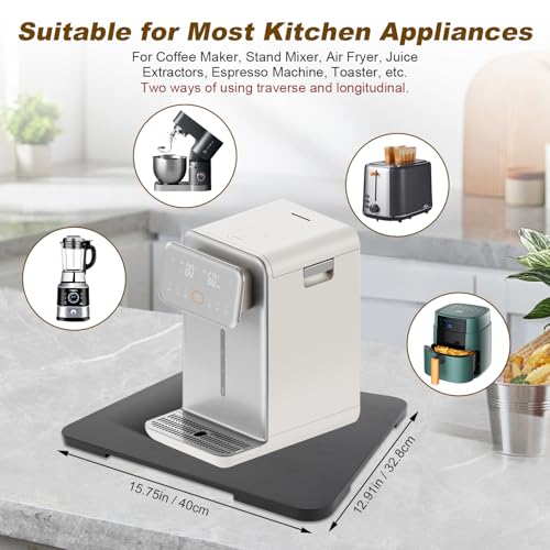 JoaSinc Appliance Slider 360° Rolling Tray for Coffee Maker - Bamboo Countertop Sliding Tray for Kitchen Appliances Espresso Machine Accessories Coffee Pot Counter Sliders Mat with Wheels (15.7"×13") - Image 2