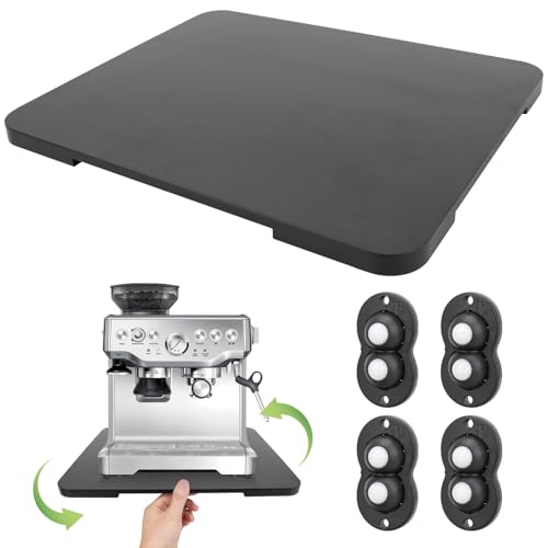 JoaSinc Appliance Slider 360° Rolling Tray for Coffee Maker - Bamboo Countertop Sliding Tray for Kitchen Appliances Espresso Machine Accessories Coffee Pot Counter Sliders Mat with Wheels (15.7"×13") - Image 1