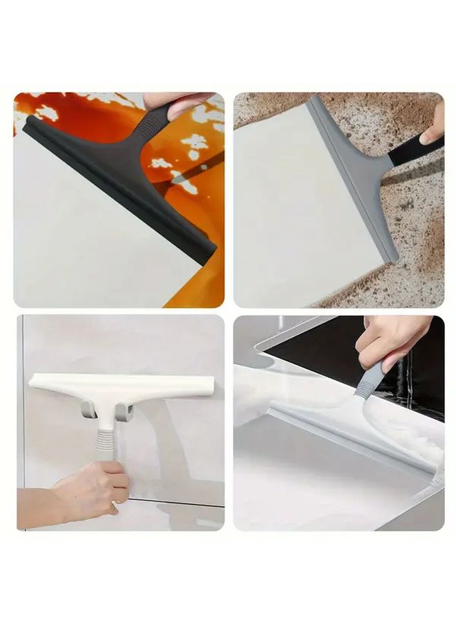 White 2 In 1 Shower Squeegee With Adhesive Hook Streak Free Water Scraper For Bathroom Glass Doors Mirrors And Tiles - Image 4