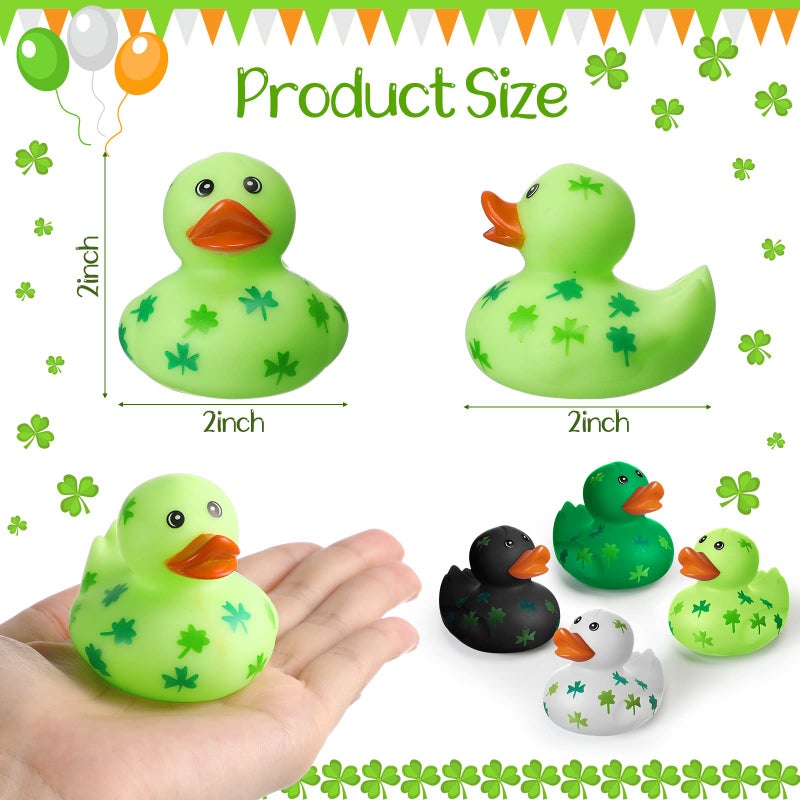 Jerify 12 Pcs 2 Inch St. Patrick's Day Rubber Ducks Bulk Holiday Rubber Ducks 4 Styles Shamrock Cruise Ducks Baby Shower Duck Bath Pool Birthday Irish Kids Gifts for Party Favors Accessories - Image 2