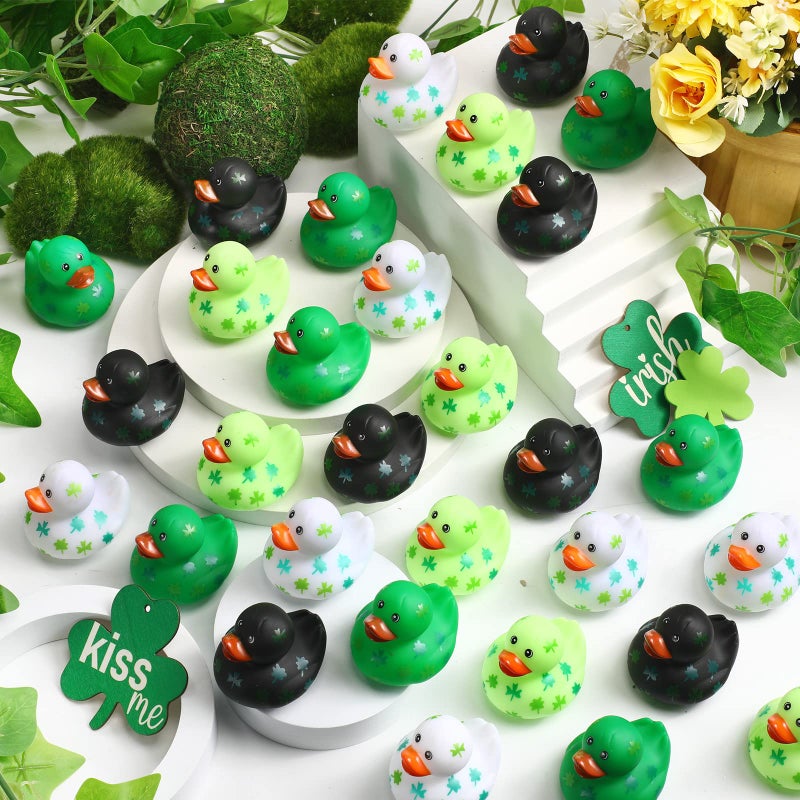 Jerify 12 Pcs 2 Inch St. Patrick's Day Rubber Ducks Bulk Holiday Rubber Ducks 4 Styles Shamrock Cruise Ducks Baby Shower Duck Bath Pool Birthday Irish Kids Gifts for Party Favors Accessories - Image 4