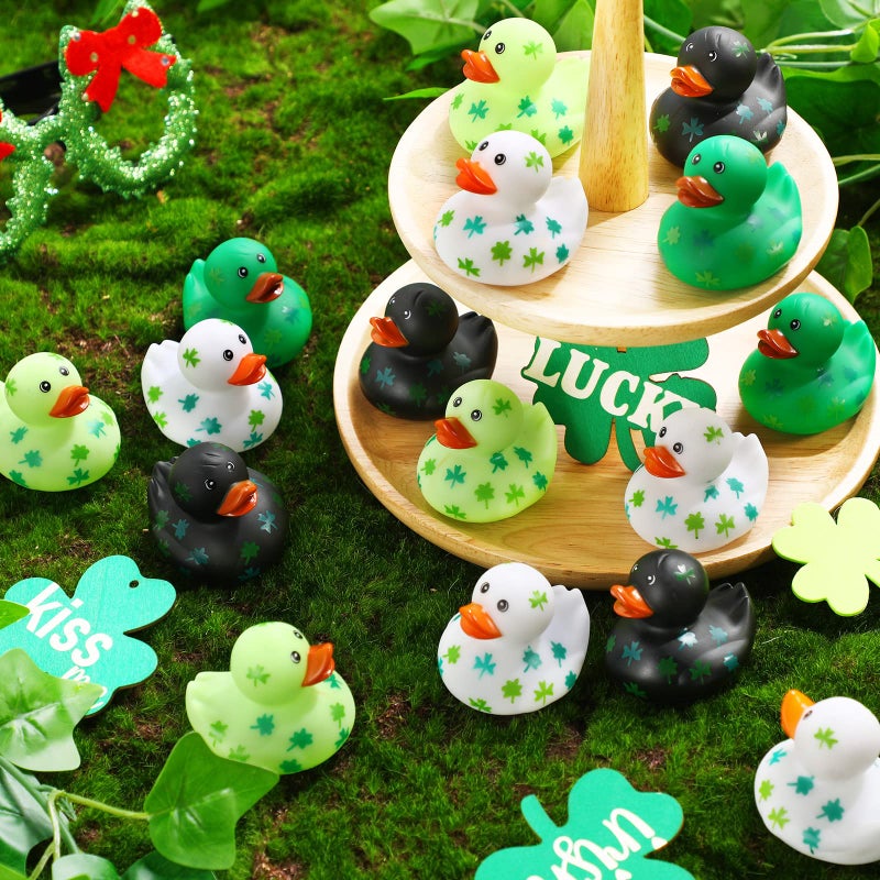 Jerify 12 Pcs 2 Inch St. Patrick's Day Rubber Ducks Bulk Holiday Rubber Ducks 4 Styles Shamrock Cruise Ducks Baby Shower Duck Bath Pool Birthday Irish Kids Gifts for Party Favors Accessories - Image 5
