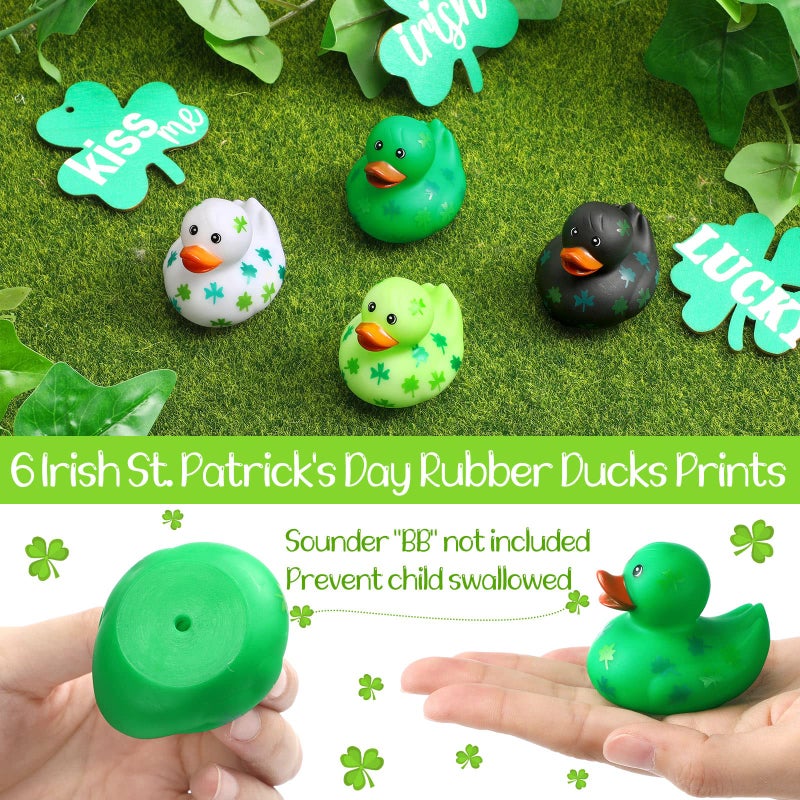 Jerify 12 Pcs 2 Inch St. Patrick's Day Rubber Ducks Bulk Holiday Rubber Ducks 4 Styles Shamrock Cruise Ducks Baby Shower Duck Bath Pool Birthday Irish Kids Gifts for Party Favors Accessories - Image 3