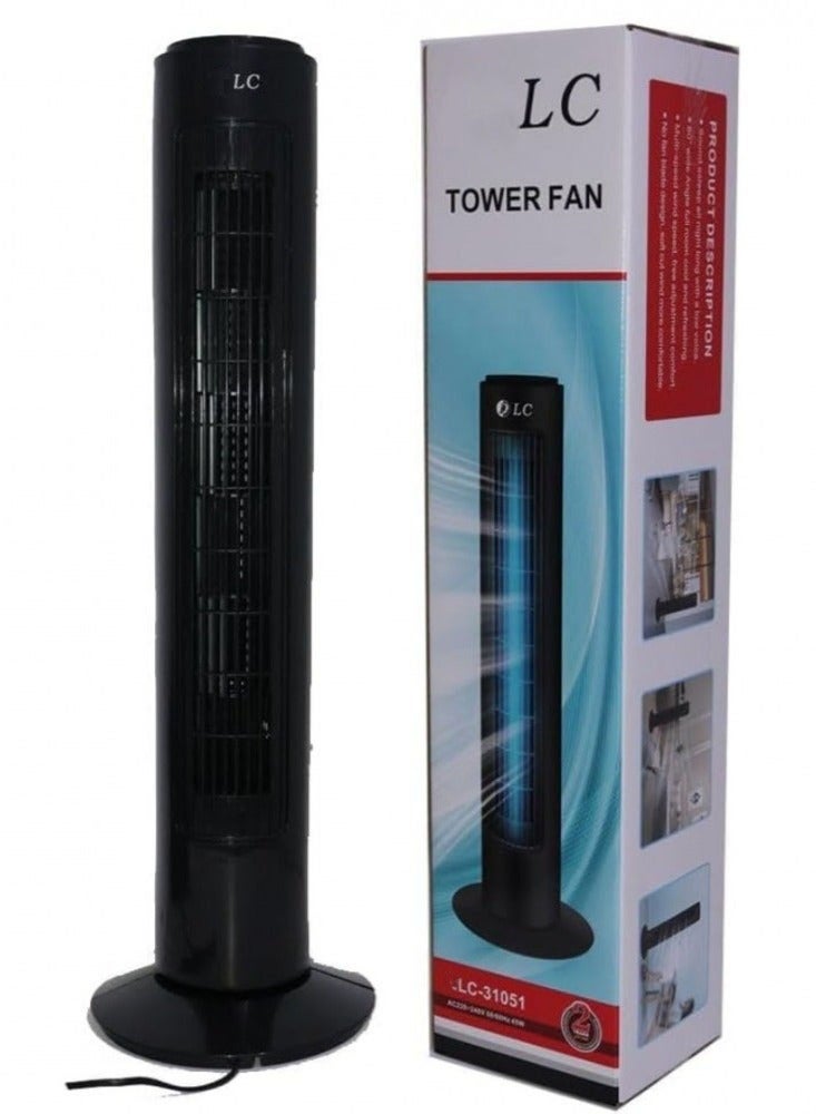 LC Electric Tower Fan with Remote Control – 45W Vertical Air Fan, 3 Speeds, Black - Image 1