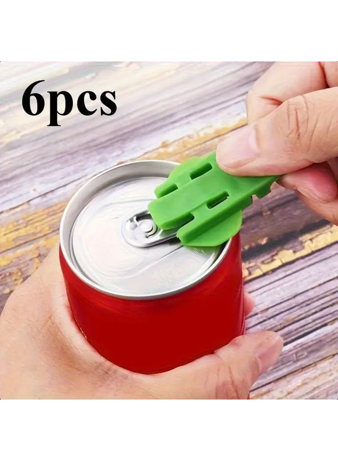 6pcs Colorful Manual Can Opener Set With Bottle Cap Protector And Reusable Lid Remover - Image 1