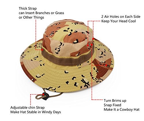 UltraKey Outdoor Wide Brim Sun Protect Hat, Classic US Combat Army Style Bush Jungle Sun Cap for Fishing Hunting Camping Paw Print Camouflage 15 - Image 3