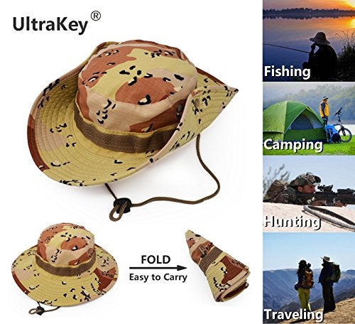 UltraKey Outdoor Wide Brim Sun Protect Hat, Classic US Combat Army Style Bush Jungle Sun Cap for Fishing Hunting Camping Paw Print Camouflage 15 - Image 2