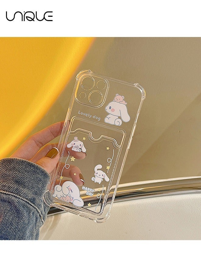 Unique For iPhone 15 Phone Case - Cartoon Cinnamoroll Phone Case - Phone Case with Card Holder, Card Slot - Ultra Slim Anti-Drop Soft TPU Wallet Phone Case with Bumper - Transparent - Image 2
