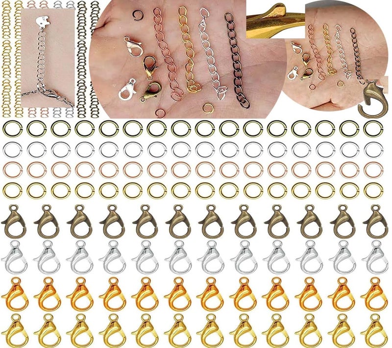 DIY Crafts 300 Grm Antique Gold 20x Lobster Claw Clasps Every 100 Grm Rest Jump RingsAlloy Lobster Clasps Open Jump Ring for Jewelry Making Necklace Bracelet Anklet Key Chain Creation Repair - Image 1
