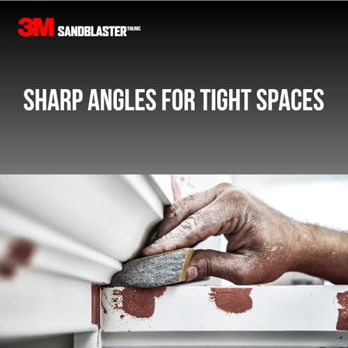 3M SandBlaster Dual Angle Bare Surfaces Sanding Sponge, 180 Grit, For Wet Or Dry Use, Professional-Grade Foam Keeps Its Shape For Lasting Use, Premium Mineral Grits For Effective Hand Sanding (9564) - Image 5