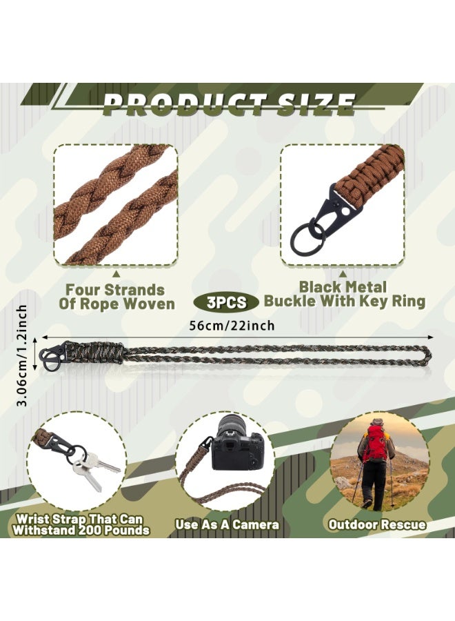 Barakah Heavy Duty Paracord Lanyard Keychain, Strong Parachute Rope Keychains for Men, Ideal for Camping, Hiking, Traveling, Outdoor Activities, Camera, Keys, Whistles, Wallets （3 Pcs） - Image 2