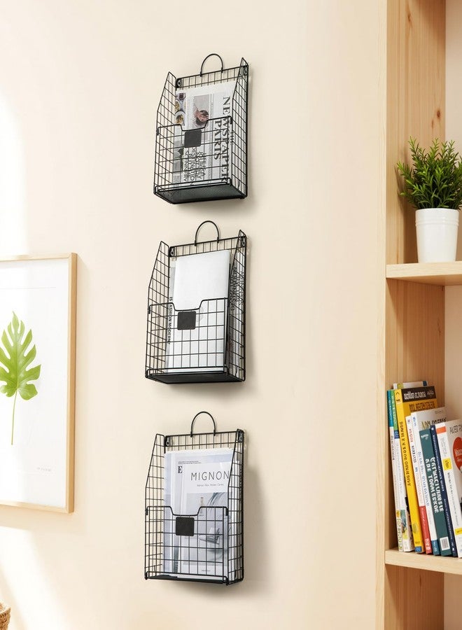WantuSee Wall Mounted Metal Magazine Rack, 3 Packs - Hanging Magazine & Book Organizer with Handle for Bedroom, Door, Dorm, Office & Entryway Black - Image 4