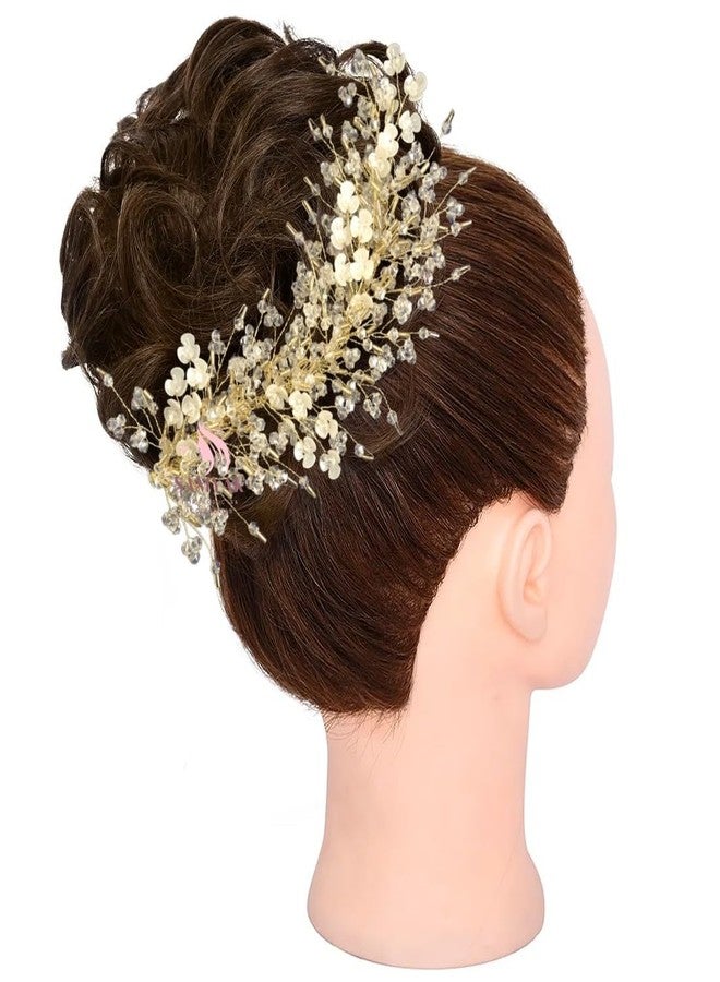Samyak Wedding Hair Pins | Crystal & Pearl Beadded Hair Accessories For Bridal Bridesmaid Headdress Tiara Hair Accessories (GOLD) - Image 1